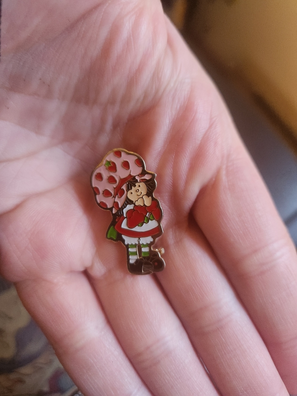 Strawberry Shortcake Vintage Enamel Pin - Red & Pink